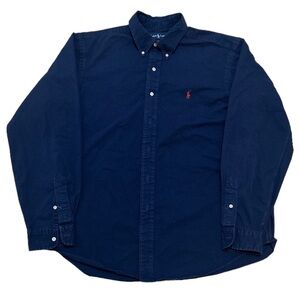 (SOLD) Vintage Ralph Lauren Button Down Men’s XL Navy Blue Red Pony Shirt
